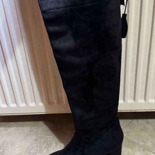 Women's suede leather boot size 39 black used Made in Italy