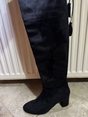 Women's suede leather boot size 39 black used Made in Italy