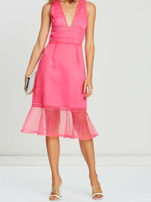 Φόρεμα Atmos & Here Australia organza midi ροζ καινούργιο, μέγεθος L