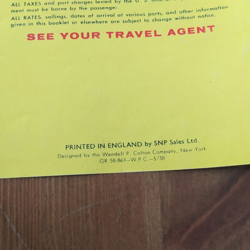 Greek Line Olympia 1958 ship brochure deck plan