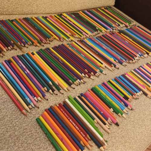 Painting set used with colored pencils and markers