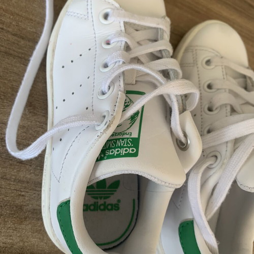 Adidas Stan Smith C sneakers used, kids size 28, white and green