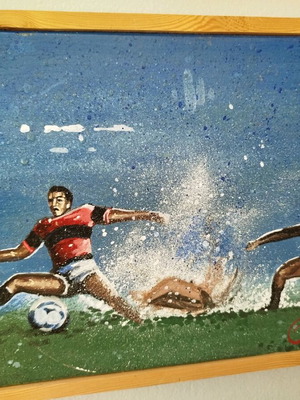 Football with Rain Painting by Ch. Koiliaris like new