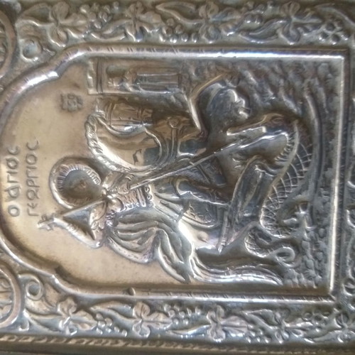 Silver icon of Saint George like new, pure 959 silver