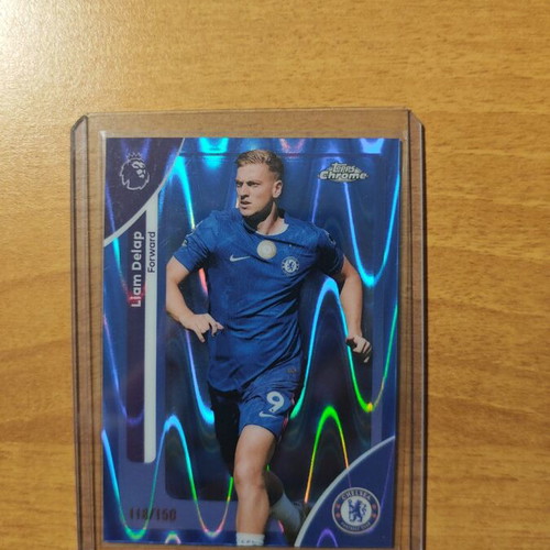 2025-26 Topps Chrome EPL Liam Delap Blue Raywave Refractor numbered 118/150