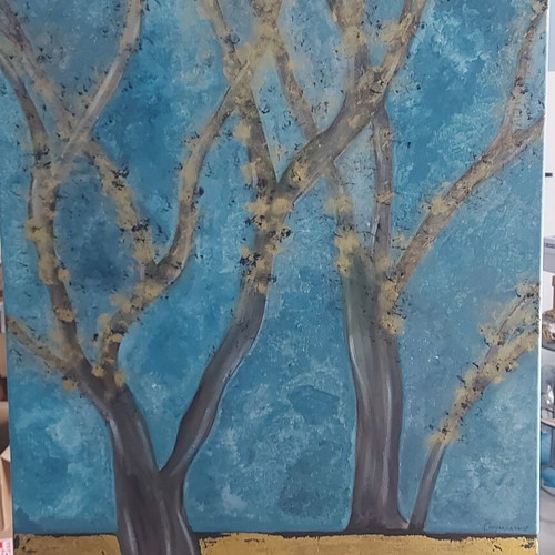 Painting "Naked Trees" acrylic on canvas new