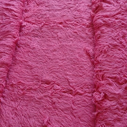Flokati rug fuchsia, handmade, long pile