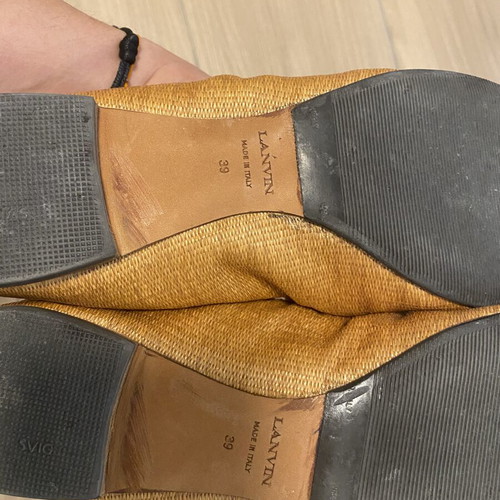 Lanvin leather ballerinas with raffia size 39 like new, gold