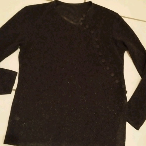 Thin black blouse with silver decorative buttons medium like new, semi-transparent
