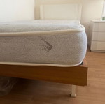 Single beds with mattresses used, set of 2, wooden frame, white headboard