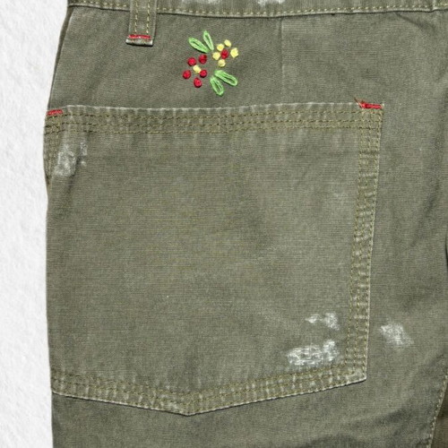 Vintage Cargo Pants Olive Green with Save the Planet Embroidery like new