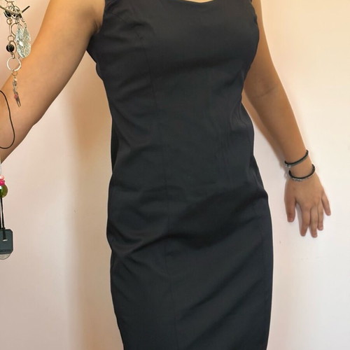 Anonima Basic black midi dress with back opening size S new