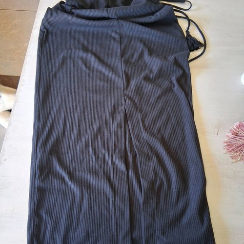 Dilek Hanif black dress size 38 new, rib with adjustable cord