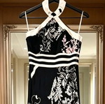 Satin maxi dress like new, black and white, size S