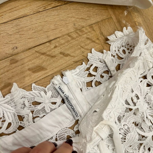 Lace set Tania Christoforatou collection new, white, 3 pieces