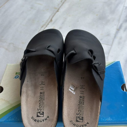 Sanitaire Leather Clogs Anatomical Size 46 Black New