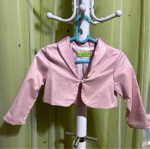 Βρεφικό μπολερό σακάκι ροζ για 18 μηνών με διπλό ύφασμα και επένδυση
