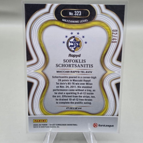 2025-26 Panini Select EuroLeague Sofoklis Schortsanitis Bronze Checker Prizm card
