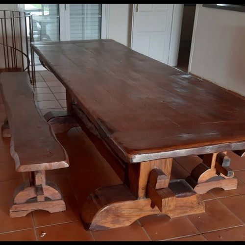 Monastic table 3.00m with benches like new