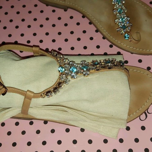 Ioannis women's sandals like new, size 38, beige with stones