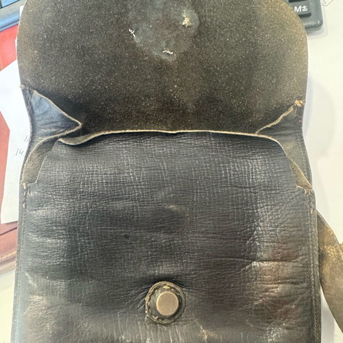 Leather hunter's case used, vintage with strap