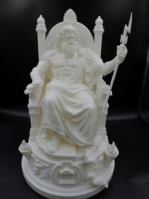 Zeus statue premium 3D print in white PLA