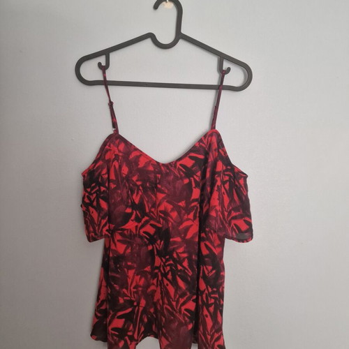 Off Shoulder Blouse used, size S, black and pink