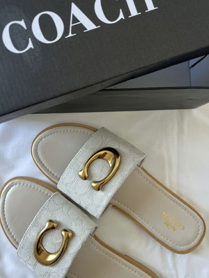 Coach flats new, white and gold summer sandals size 39
