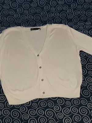 Γυναικεία ζακέτα Zara, λευκή, μέγεθος Large, μεταχειρισμένη