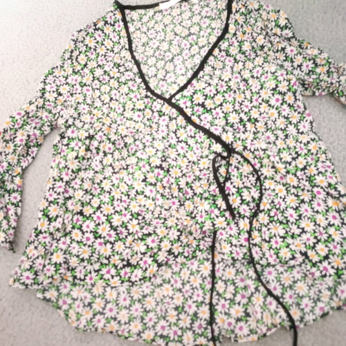 Emprime wrap blouse Zara large like new, black and green