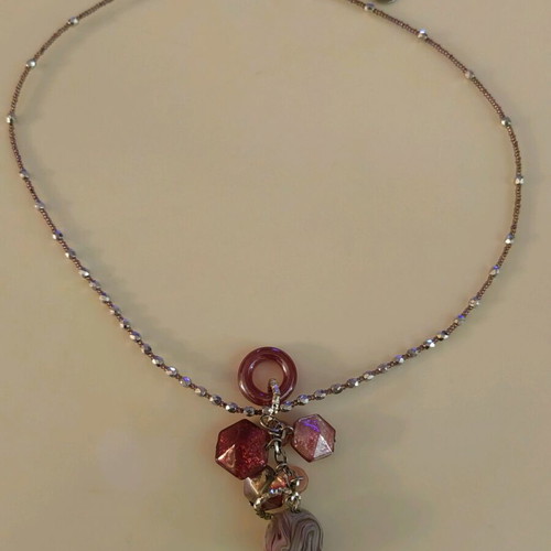 Antica Murrina necklace like new with Murano glass beads pink