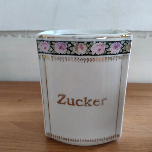 Ceramic sugar storage container without lid used