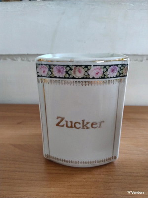 Ceramic sugar storage container without lid used