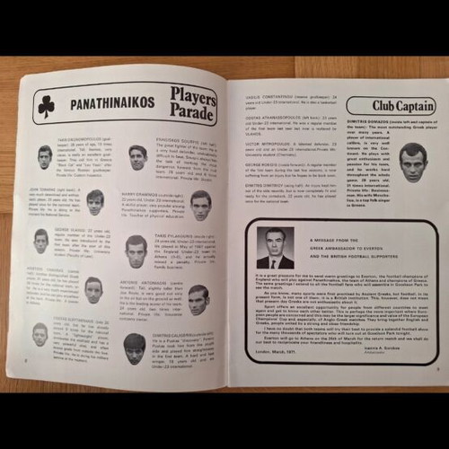 Everton Panathinaikos match programme like new, authentic