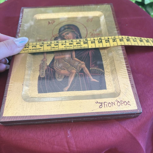 Wooden Icon Panagia Axion Esti new, 20x12cm, Mount Athos style