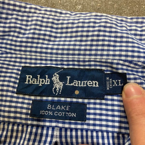 Ralph Lauren long sleeve shirt XL, white dark blue checked, red pony