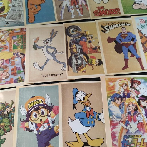 Collectible set of 32 vintage cartoon and anime postcards
