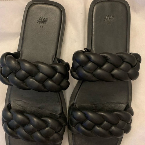 H&M black sandals like new, size 41, braided faux leather