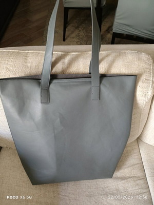 H&M vegan leather tote bag grey like new unisex
