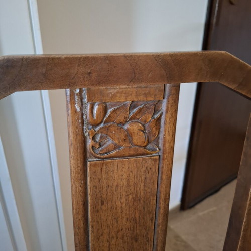 Wooden chairs with leather seats used, set of two