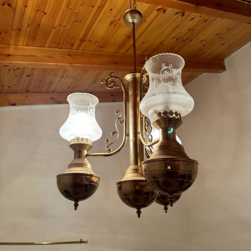 Bronze ceiling light 3-bulb used