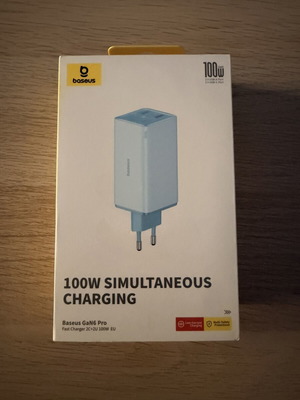 Baseus φορτιστής τοίχου GAN6 Pro 100W 3.25A 2x USB-A 2x Type-C με καλώδιο μπλε καινούργιο