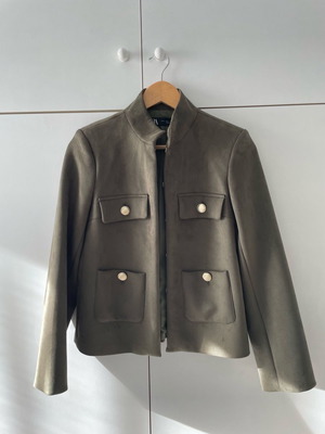 Zara jacket used with gold buttons velour green