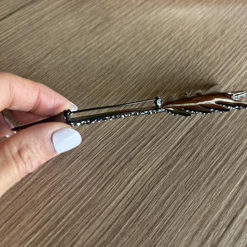 Handmade arrow brooch with rhinestones like new