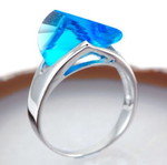 Blue Topaz Crystal ring in silver platinum plated 925 new