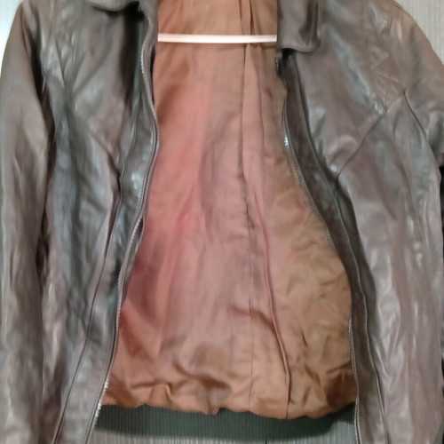 Women's leather jacket used, brown, size M