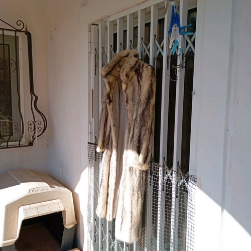 Vintage natural fur like new, gray and beige