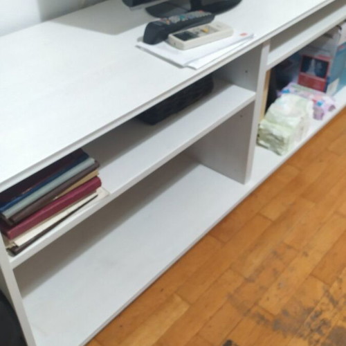 White TV stand with adjustable shelves