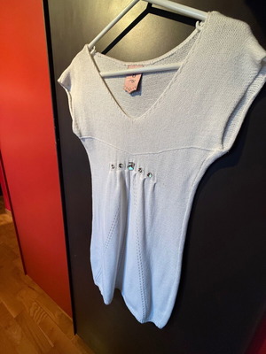 Knit dress with Swarovski stones like new, white, one size