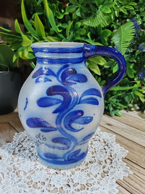 Retro German Bembel ceramic wine jug Zum Blauen Bock